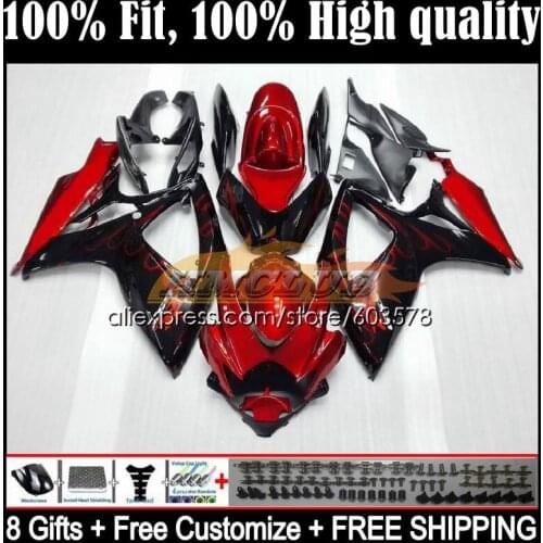 Injection For SUZUKI GSXR 600 750 CC GSXR-750 K6 750CC 5CL.3 GSXR750 GSXR-600 06 07 GSXR600 2006 2007 OEM Fairing Red flames