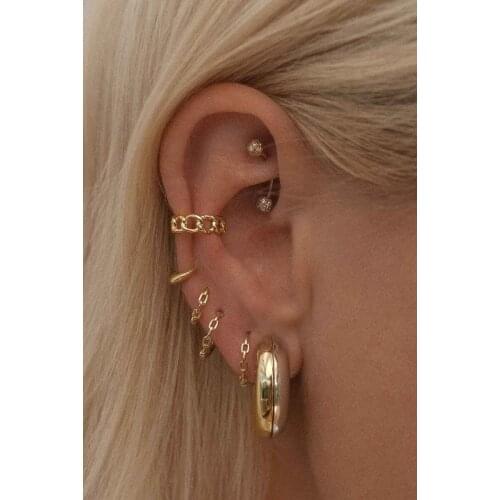 703FORTUNE High Jewelry S925 Silver Plated 18k Hollow Fashionable Modern Braided Ear Cuffs for Women