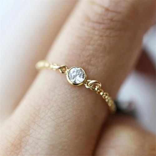 14K Gold Filled Zircon Rings Handmade Chain Rings Minimalism Rings Jewelry Bague Femme Anillos Joyas Aneis Boho Rings for Women