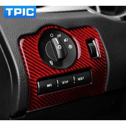 TPIC Red Carbon Fiber Sticker For Mustang 2009-2013 Interior Frame Trim Car Headlight Switch Buttons Decorative Accessories
