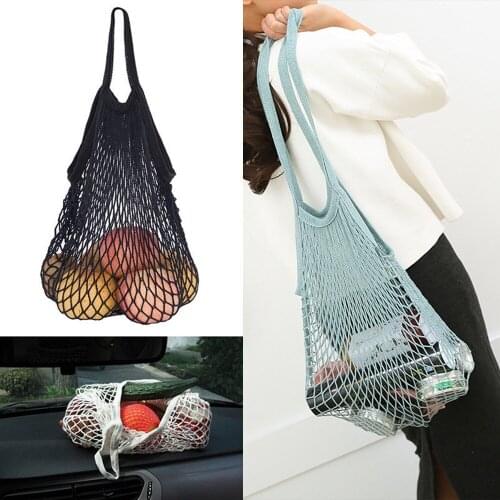Kitchen Fruits Vegetables Hanging Bag Reusable Grocery Produce Bags Cotton Mesh Ecology Market String Net Shopping Tote Bag