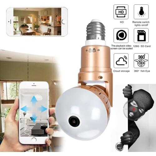 IP Camera Bulb Lamp 2MP HD 360 Degrees Panoramic Light Home Cctv Infrared and White Light APP Control Video Surveillance Wifi Ca