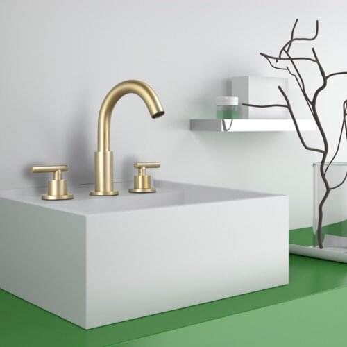 SHAMANDA 3 Hole Brass Bathroom Sink Faucet, 2 Handle 8 Inch Widespread Brushed Gold/Brushed Nickel/Matte Black