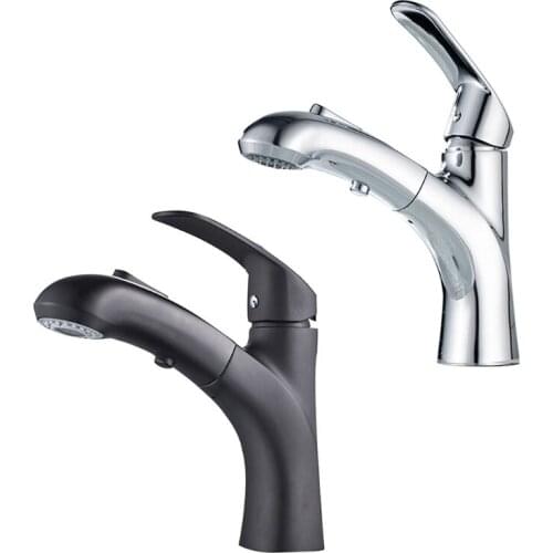 Matte Pull Out Bathroom Faucet Single Hole Bathroom Sink Faucet with 2 Modes Pull Down Sprayer 1 Handle Modern Faucet
