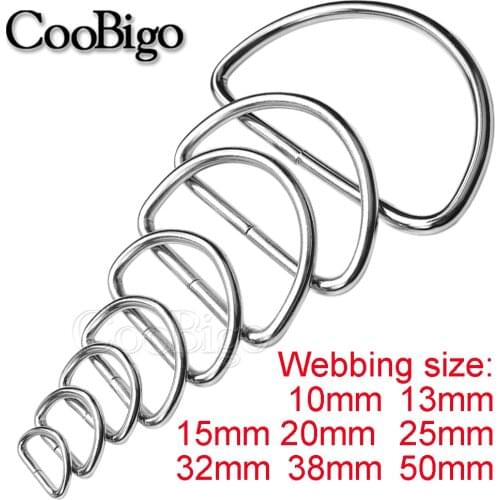 Metal D Ring Dee Buckle Clasp Belt Loop Bag Chain Hardware Backpack Strap Pet Collar DIY Accessories Plated Silver Color 10-50mm