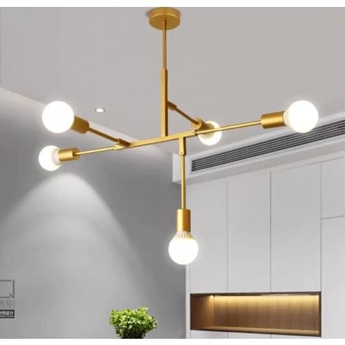 Fashion electroplating golden chandeliers American cafe restaurant bar individuality bedroom lamps and lanterns