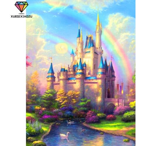XUEQIXIAOZU 5D Full Square/Round Diamond Diamond Painting Fantasy Castle Series DIY Mosaic Home Decoration Diamond Embroidery