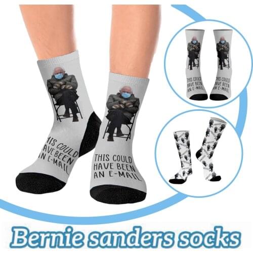 Bernie Sanders All Over Socks Printed Mens Womens President Inauguration 2021 Cartoon Printed Socks for Men and Women