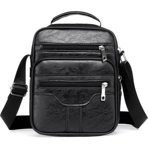 Weysfor New Fashion Shoulder Bag for Men PU Leather Flaps Mens Crossbody Bags Business Flap Male Solid Messenger Bag Travel Bag