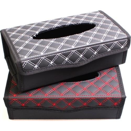 2021 New Luxury Tissue Box Universal House Room Car Office Portable PU Leather Paper Towel Storage Box Auto Interior Accessories