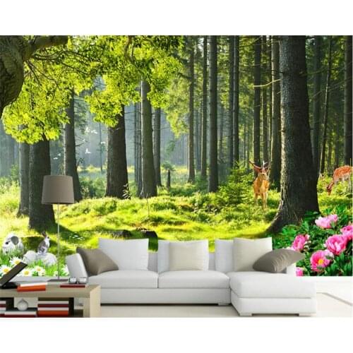 Beibehang Custom Wallpaper Home Decorative Fresco Forest Trees Landscape 3D Extended Space Backdrop Wall mural 3d wallpaper