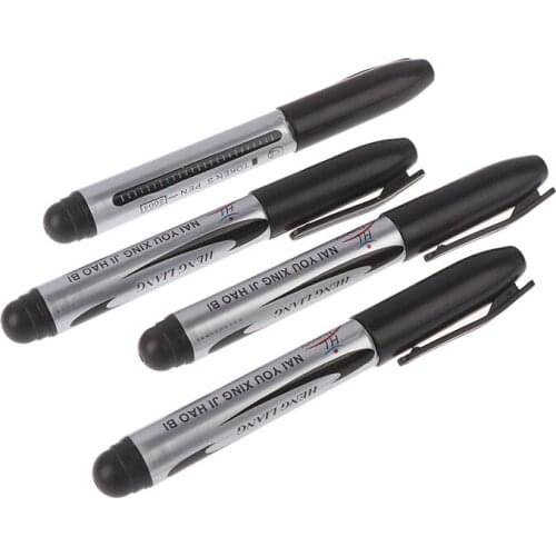 4pcs Black Permanent Oil Marker Office School Supplies Large Capacity Pen Token Pens for Paper Metal Glass Marking Pen