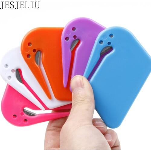 Plastic Mini Letter Knife Letter Mail Envelope Opener Safety Paper Guarded Cutter Blade Office Equipment Utility Knife Free Ship