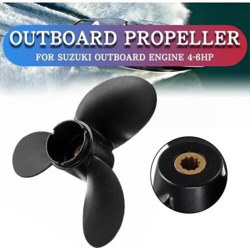 58110-91JN0-019 Aluminum Alloy 7 1/2 x 7 Marine Propeller For Suzuki Outboard Engine 4-6HP 10 Spline Tooth 3 Blades R Rotation