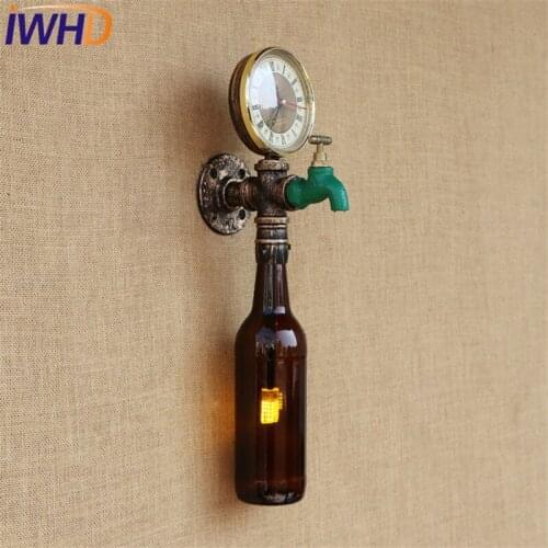 Retro Loft Style Bottle Faucet Water Pipe LED Wall Lamp Sconce Industrial Vintage Wall Light Fixtures Home Indoor Lighting