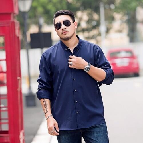 Plus Size 2020 New 10xl 6xl 8xl 5xl Men Shirts New Arrivals Loose Fit Male Shirt Solid Long Sleeve British Style Mens Shirt