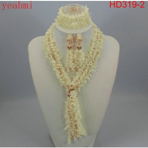 Fabulous White Coral African Beads Bib Jewelry Set Wedding Nigerian Lady Ceremony Party Jewelry Set Free Shipping HD319-1