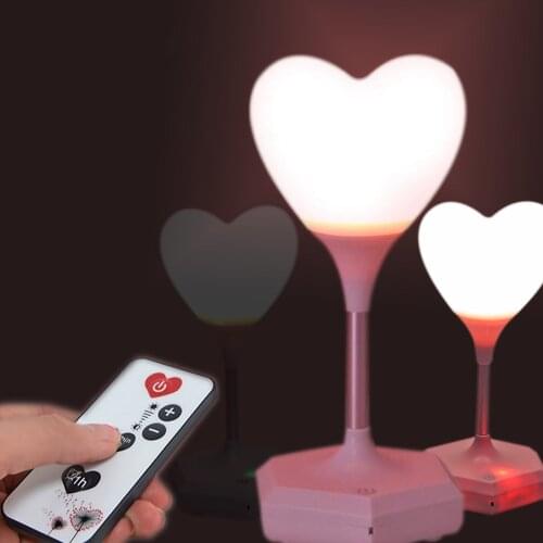 Led Usb Charging Decorative Lamp Night Light Remote Novelty Baby 3D loving Heart Atmosphere Light Bedside Girl Gift Touch Blub