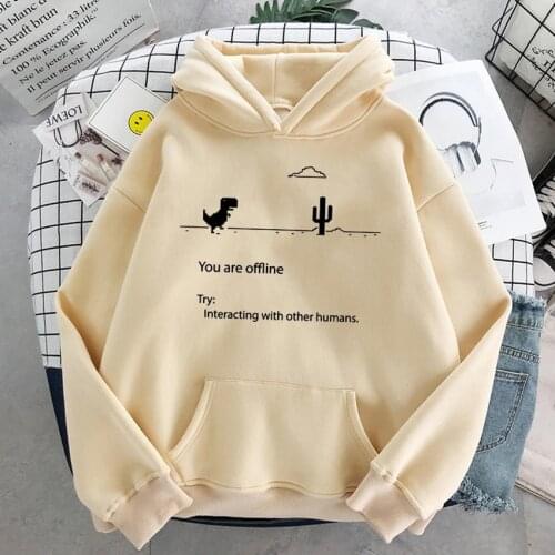 Hoodies Winter Lovers Shirt wild Personality Retro Dinosaur Pink Thick Harajuku Sweatshirt Hip Hop Korea Women Cheap Clothing