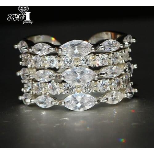 YaYI Jewelry Fashion Princess Cut 4.6 CT White Zircon Silver Color Engagement Wedding Heart Party Girls Christmas Present Rings