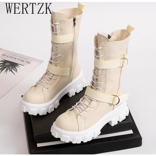 Womens Shoes 2021 New Spring Style Platform Comfortable Boots Zipper Casual Mid-Calf Round Toe Flat with Boots Femmes Bottes
