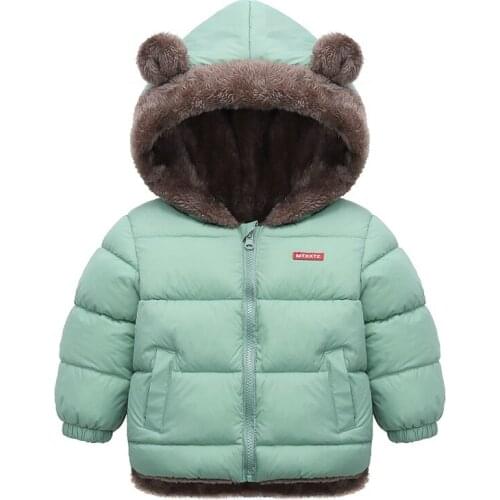 Winter Thicken Kids Jackets For Girls Coats Boys Jackets Plus Cashmere Jackets Toddler Hooded Outerwear Infant Children Clothes