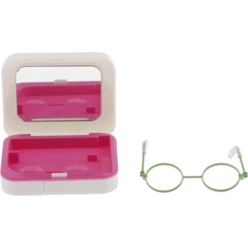 1/3 BJD Fashion Hippy Style Round Frame Glasses Eyewear for Dollfie DZ SD17 Dolls Green Frame without Lens