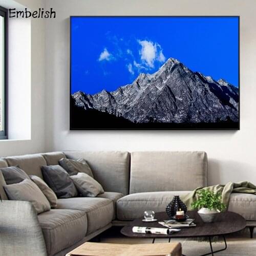 1 Pieces Beautiful Landscape Wall Art Pictures For Living Room Blue Sky Mountains Modern Home Decor Posters HD Canvas Paintings