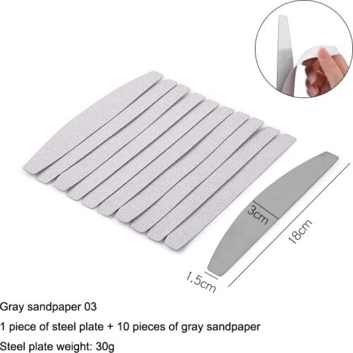 10pcs Grey Replacement Sand Paper With Metal Nail File Calluses Remover Manicure Nail Art Stainless Steel Handle Sand Paper File