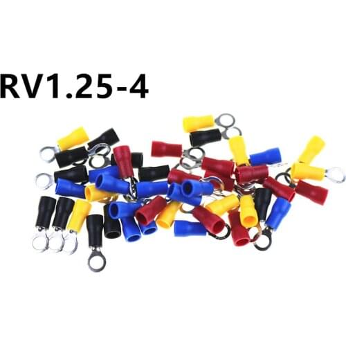 100PCS/50PCS Pack RV1.25-4 blue Ring Insulated Wire Connector Electrical Crimp Terminal RV1.25-4 Cable Wire Connector
