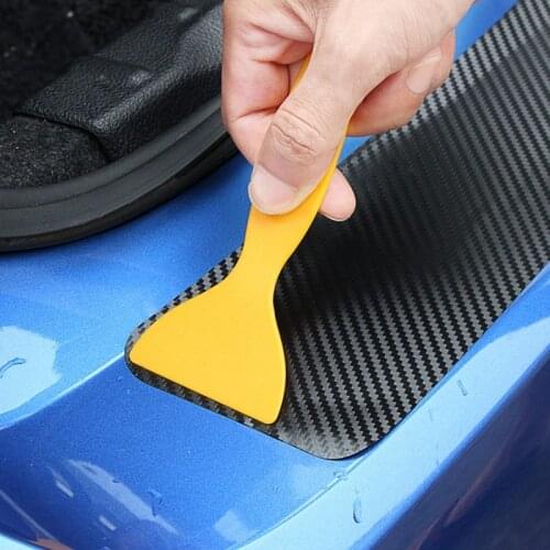 104/90cm Universal Car Door Sill Protector Bumper Protector Carbon Fiber Sticker Anti Scratch Strip Rear Bumper Lip Protector
