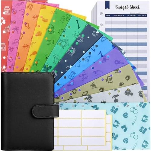 12 Budget Envelopes with A6 Budget Binder,12 Durable Waterproof Plastic Cash Envelopes System for Budget Planner