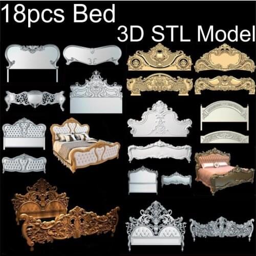 18pcs Bed 3d model STL relief for cnc STL format Bed 3d model for cnc stl relief artcam vectric aspire