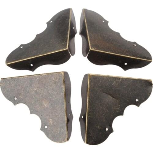 4Pcs Iron Decorative Antique Jewelry Wine Gift Box Wooden Case Corner Protector Guard Decorate Your Desk Box Furniture Hardware