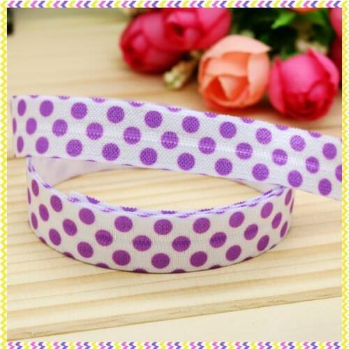 5/8'' Free shipping Fold Elastic FOE polka dots printed headband headwear hairband diy decoration wholesale OEM P4444