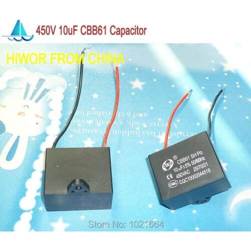 5pcs/lot) CBB Capacitors 10uf 450V AC CBB61 Metallized Capacitor For Motor Start-up Ceiling Fan, TOL:5