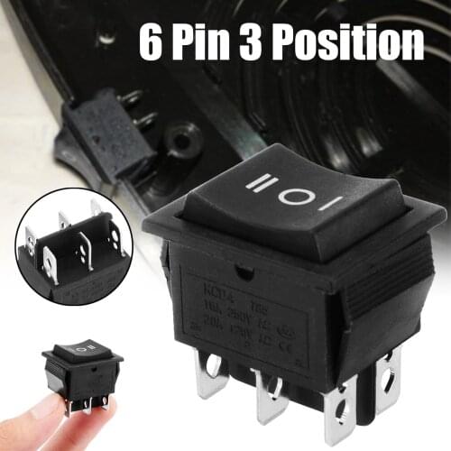 6 Pin 3 Position Hoist Boat Momentary Rocker Switch ON-OFF-ON DPDT 16A 250V 1PC 32*31*25mm New