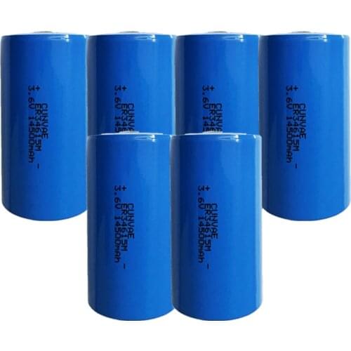 6PCS ER34615 ER34615M 3.6V 34615 34615M 14500mAh D type lithium battery Intelligent water meter instrument battery free shipping