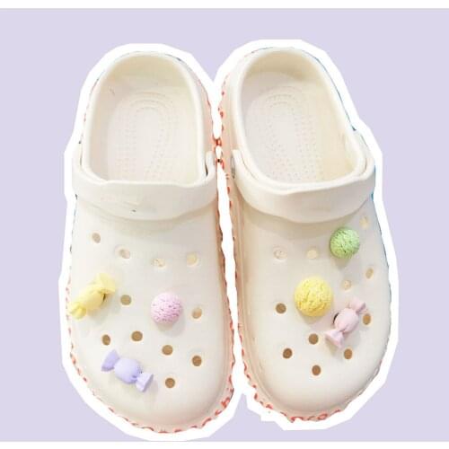 6pcs/set 3D Shoe Decoration Buckle croc Charms cute lollipop JIBZ Macaroon ice cream rainbow 3D Accessories