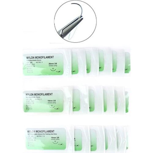6PCS New 2/0 3/0 4/0 Needle Suture Nylon Monofilament Non-injured Suture Medical Thread Suture for Medical Surgical Suture Tools