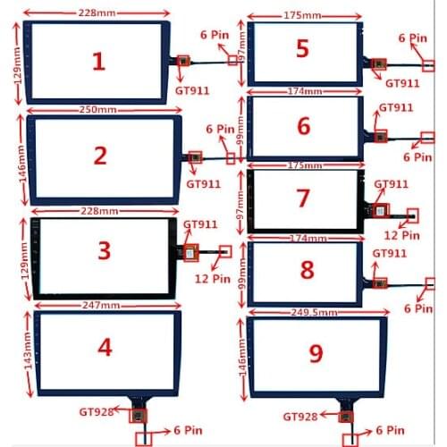7/9/10.2 Inch GT911 GT928 Capacitive Universal Digitizer for Car DVD GPS Navigation Multimedia Touchscreen Panel Glass