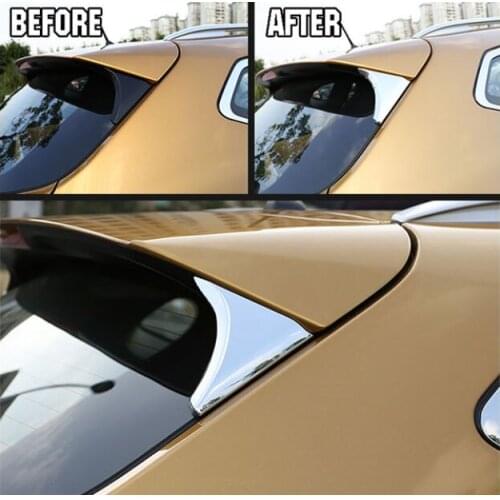 ACCESSORIES FIT FOR NISSAN QASHQAI 2014 2015 2016 2pcs SIDE REAR WINDOW SPOILER CHROME COVER TRIM TRIANGLE GARNISH BEZEL