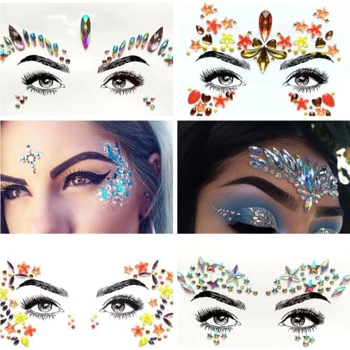 Flash Face Jewelry Decoration Glitter Eye Sticker Easy To Use Makeup Tools Rhinestone Eye Decor Fashion Body Art For Club Stage