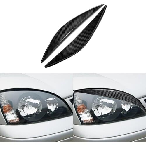 For Ford Fiesta MK6 Pre-Facelift 2002-2005 Real Carbon Fiber Headlight Cover Eyebrows Eyelids Car Sticker Trim Protector