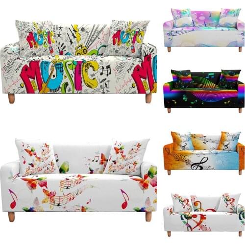 Music Pattern Elastic Sofa Covers For Living Room Modern Non-slip Couch Armchair Slipcover Furniture Protector 1/2/3/4 seater