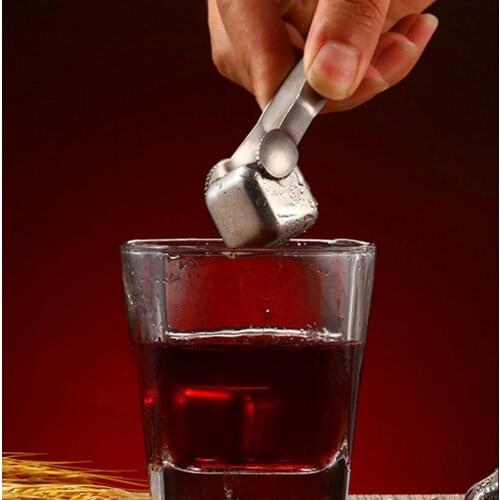 Stainless Steel Heart Square Shape Ice Reusable Cubes Stone Whiskey Drink Beer Cooler Kitchen Gadgets Bar Tools Accessories