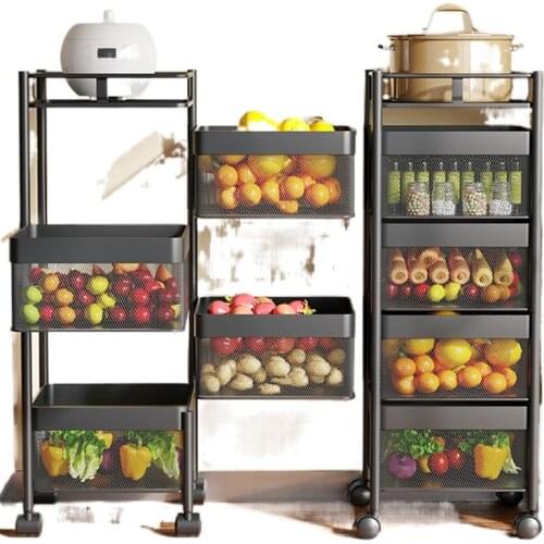 TT Kitchen Vegetable Rack Rotatable Mobile Storage Rack Floor Multi-Layer Article Storage Shelf