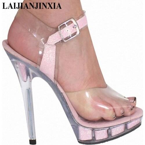 LAIJIANJINXIA 13cm nightclub sexy spare-bone sandals brides transparent wedding Dance Shoes take pictures party Shoes N-044