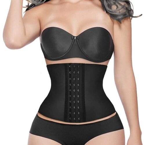 Latex Waist Trainer Corset Short Torso Slimming Belt Waist Cincher Trimmer 9 Steel Bone Shaper Shapewear Women Colombian Girdles