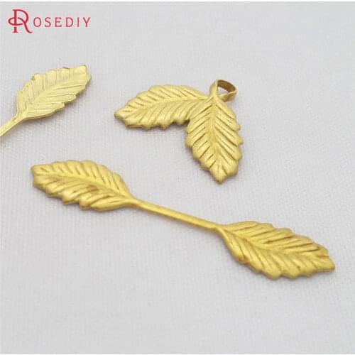 29456)50PCS 34x7MM Not plated color Brass Decorative Leaves Jewelry Making Supplies Diy Findings Accessories